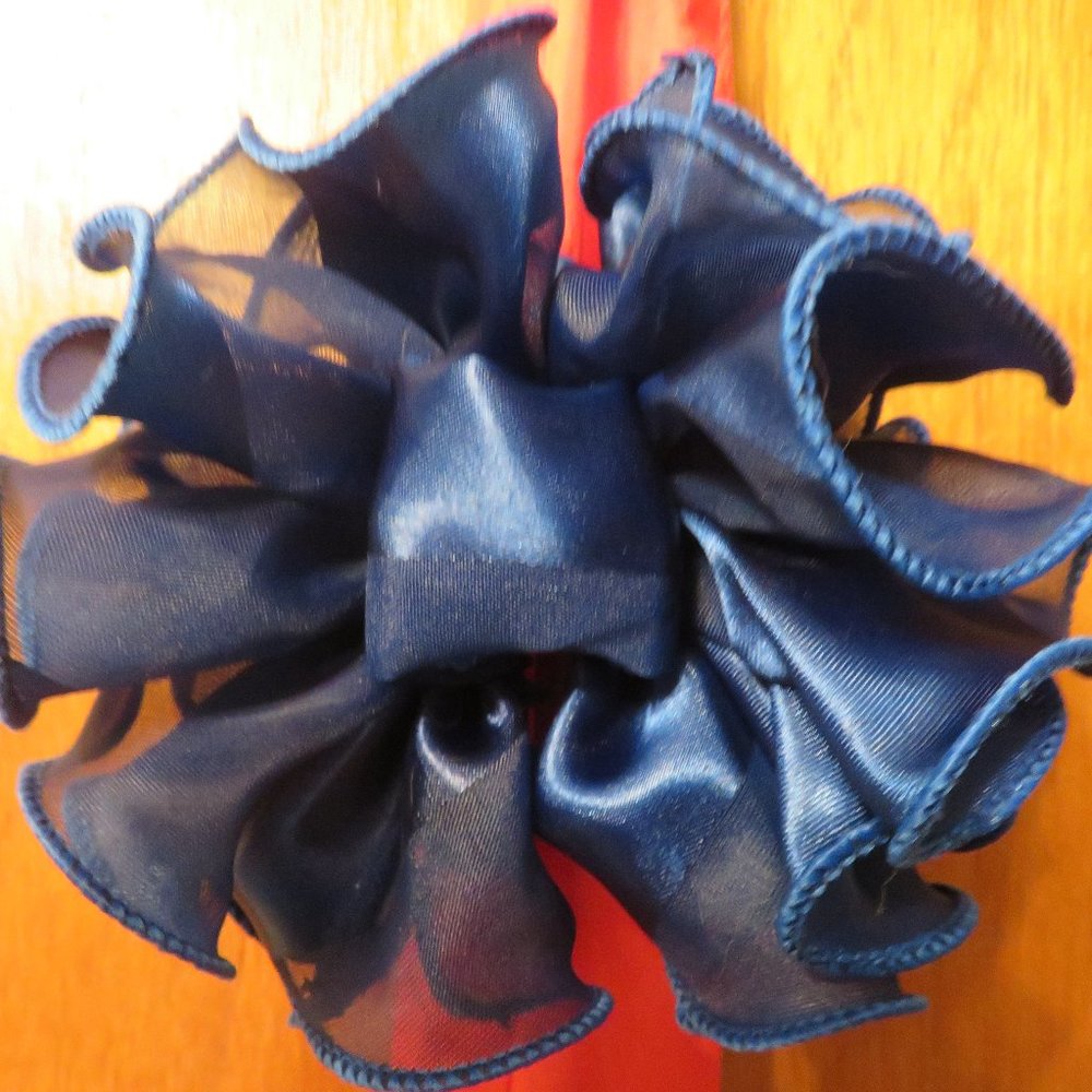 Satin & Chiffon Navy Hair Clip Claw Closure